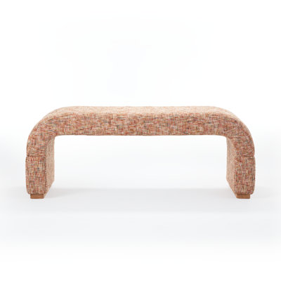 Devotia 52" Upholstered Waterfall Bench, Chenille Ottoman Bench – U-Shape, Plush Multi-Layer Foam, Solid Rubberwood Base For Bedroom Entryway