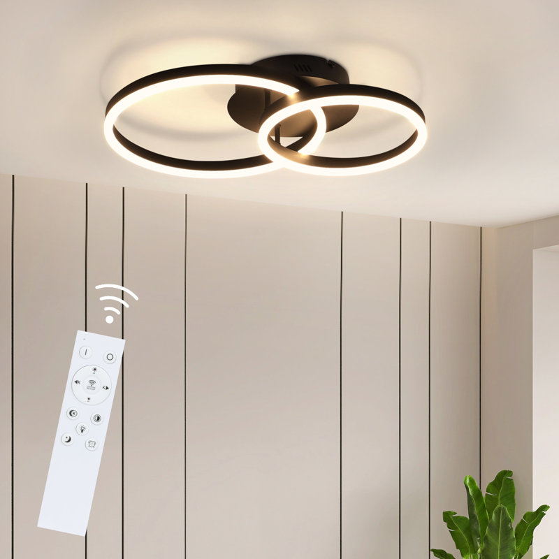 Black Dimmable Acrylic LED Flush Mount Ceiling Light, 12'' H X 59'' W X 40'' D, 2