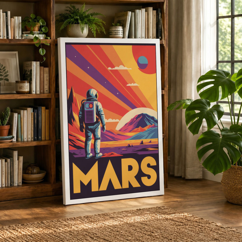 Postcard from Mars Retro - Wrapped Canvas, 18x12 - 45.7 x 30.5 cm, Taupe Border