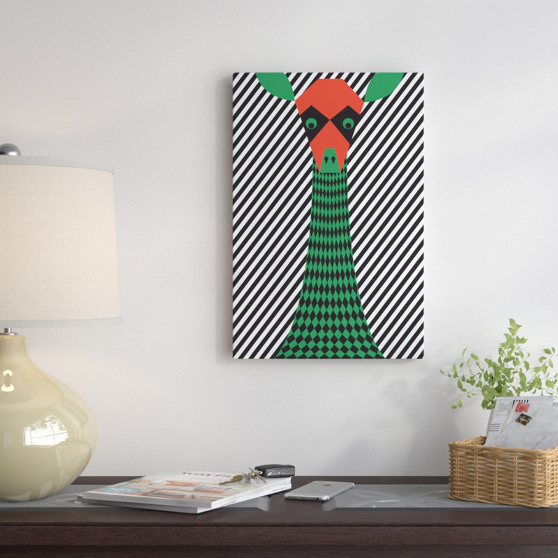 «Giraffe», impression, H 26 po x l 18 po x P 1,5 po, Toile avec cadre noir patiné