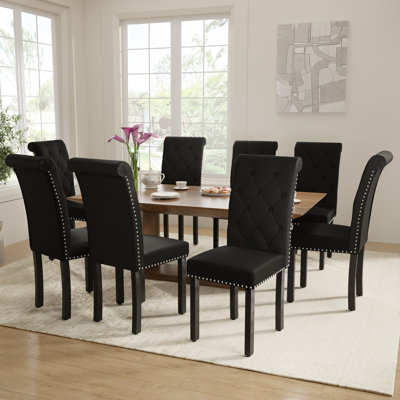 High-End Roll Back Nailhead Upholstered Dining Chairs(Set Of 8)