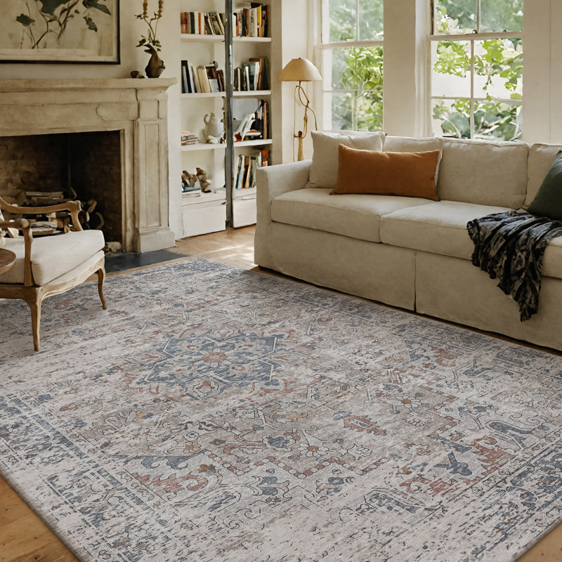Oriental Rug, Rectangle 8' x 12', Blue/Orange