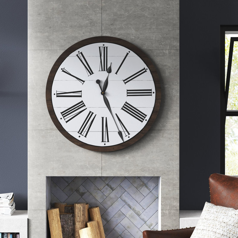 Horloge murale Manorhaven Willow Farmhouse, gris, Grand