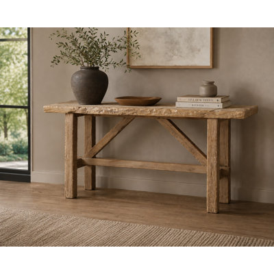 Approx. 5-5.5ft Long Rustic Vintage Console Table Weathered Natural