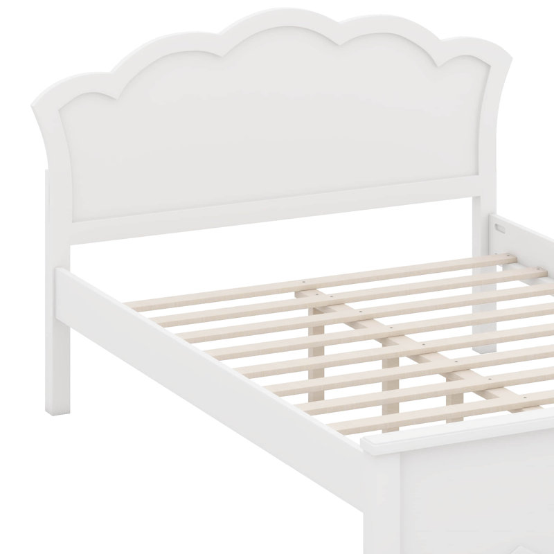 Platform Bed With Flower Shape Headboard, Full