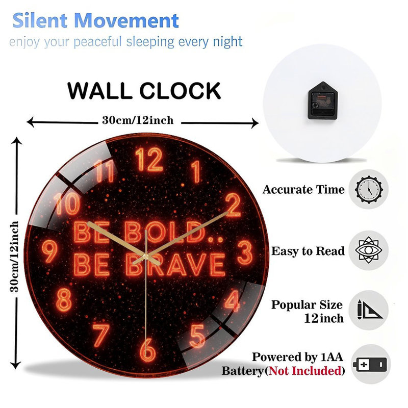 Horloge murale en verre Motivation