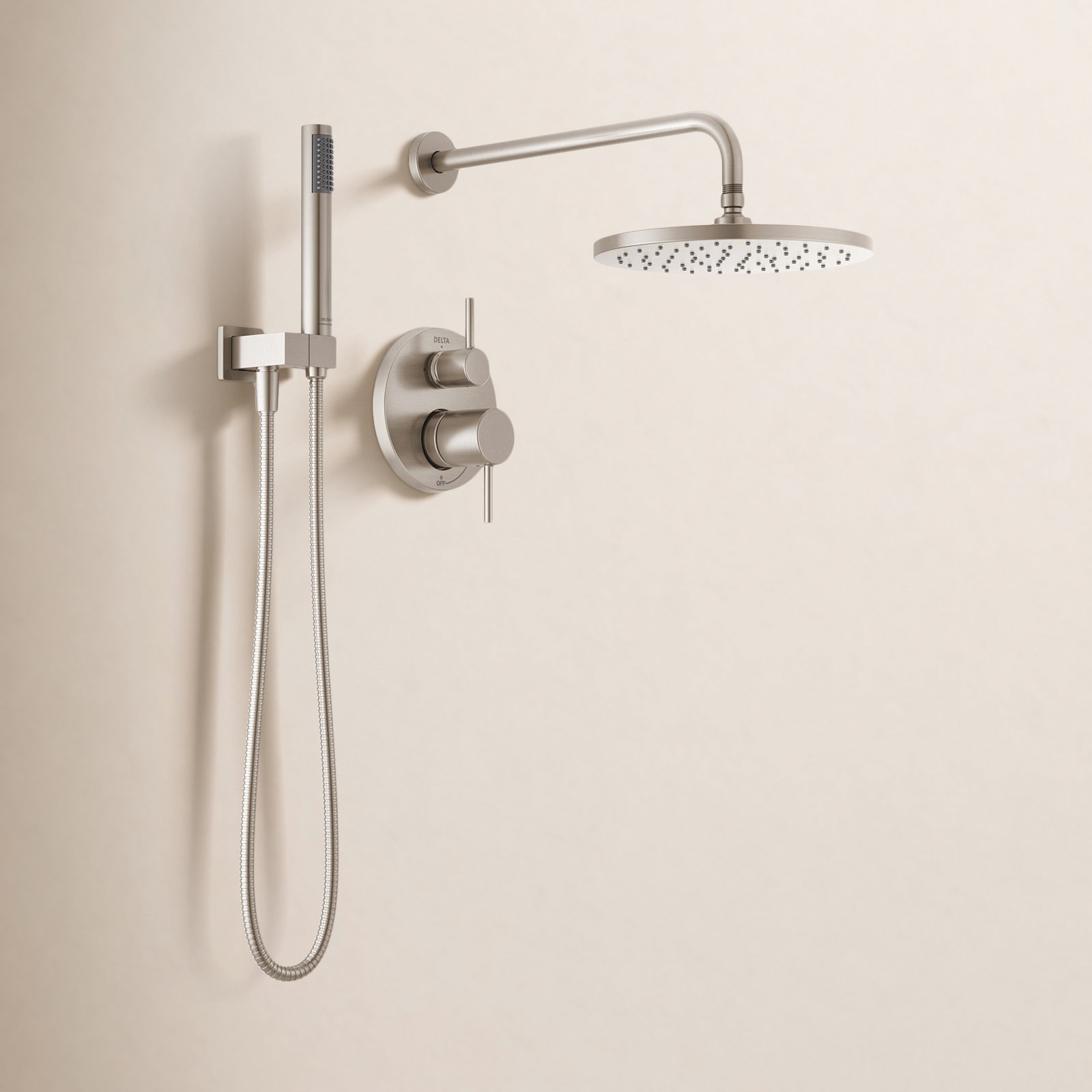 Raincan Round Shower System with Handheld Spray, Spotshield Brushed Nickel