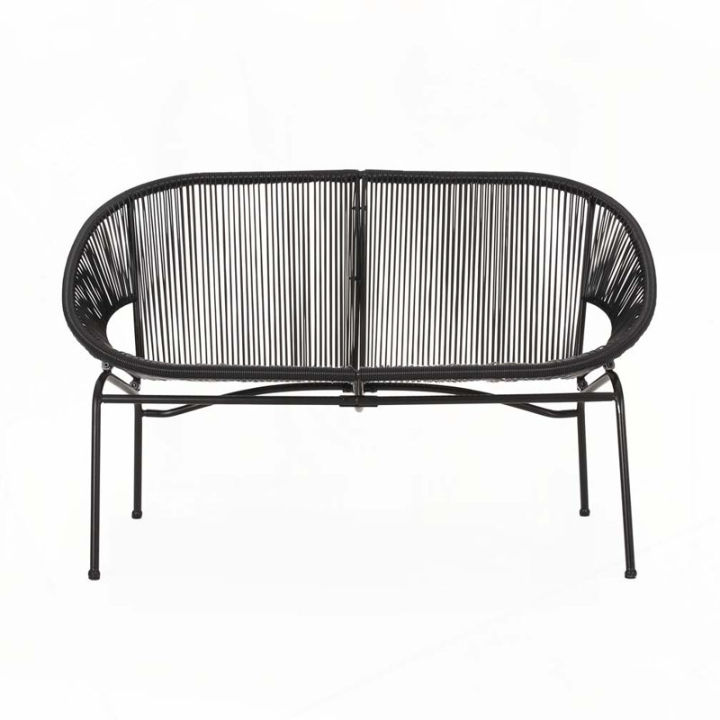 52" Outdoor Paito Loveseat Sofa, Black