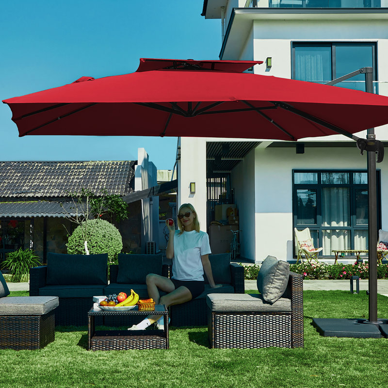 Parasol en porte-à-faux Pulk, Rouge, L 120 po x P 120 po