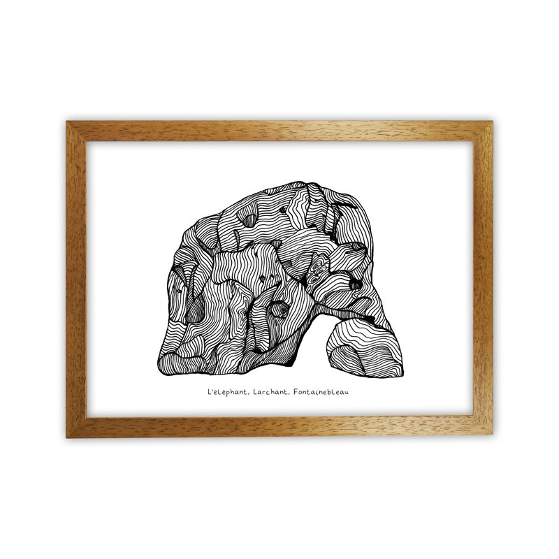Font Elephant by Carissa Tanton - Print, Oak Framed, 46cm H x 63cm W x 3cm D