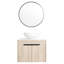 Meuble-lavabo contemporain avec lavabo en céramique. Porte en chêne blanc à fermeture en douceur et beaucoup de rangement. Art assez silencieux