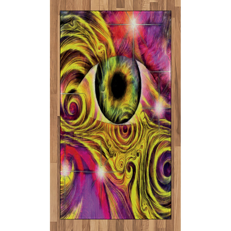 Psychedelic High Density Long Fiber Poly Threads Decorative Area Rug Carpet, Rectangle 2'7" x 5'