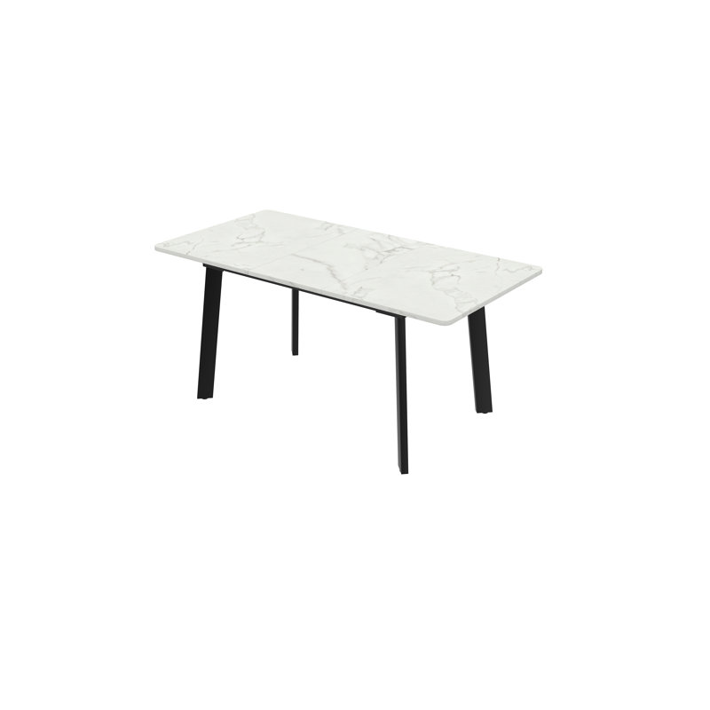 47.1"-63.1" Extendable Dining Table For 4-8 People,Faux Marble MDF Kitchen Table 