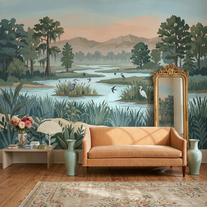 Décoration murale Wetland Landscape, 120 po x 96 po, Non tissé