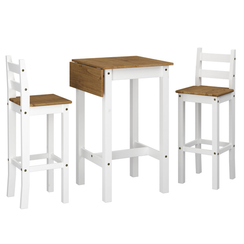 Ensemble de salle à manger à hauteur de bar en bois avec table à abattants et 2 chaises Deonka | August Grove®