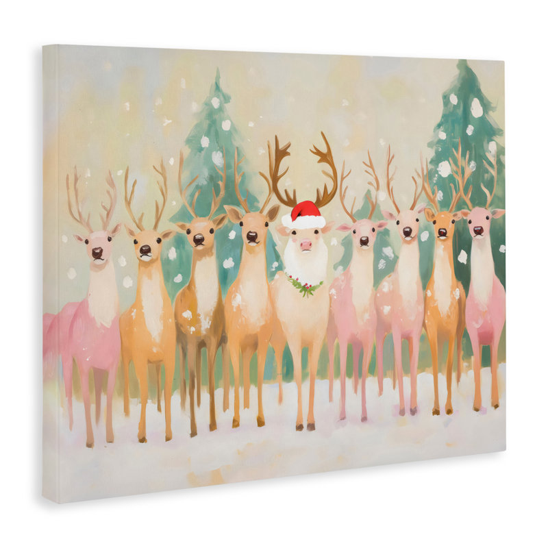 «Pastel Santa's Reindeer», conception par Arlington Prints, H 16 po x l 20 po
