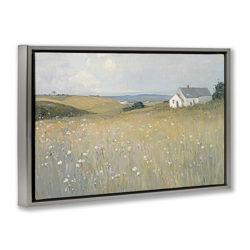 Cadre flottant Homes in the Hills, design par Petal Prints Design, H 17 po x l 25 po, Cadre flottant gris lustré