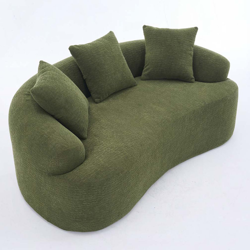 Canapé courbé en chenille, sans assemblage, Vert antique