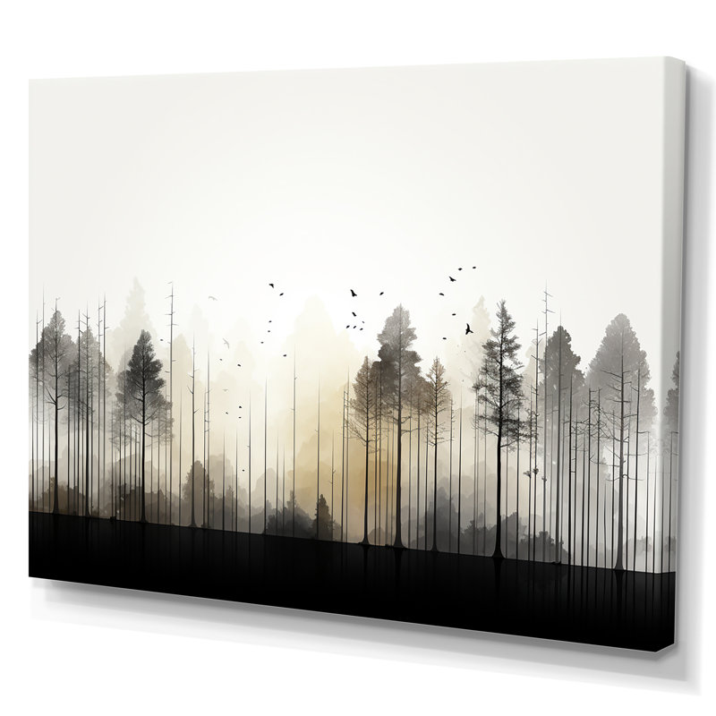 Minimalisme, forêt, fréquence I sur toile, Toile tendue, H 34 po x l 44 po x P 1,5 po