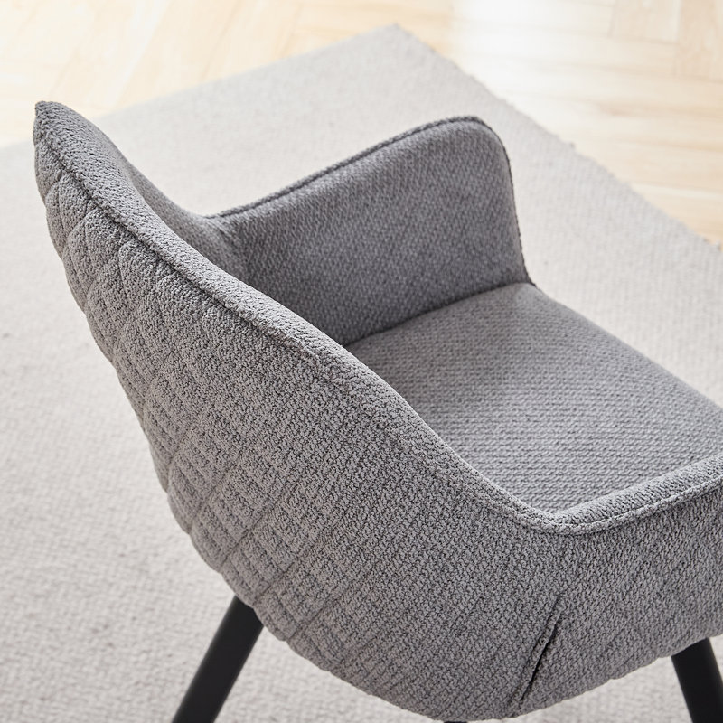 Linen Blend Upholstered Armchair, Dark gray, 2, Dark gray