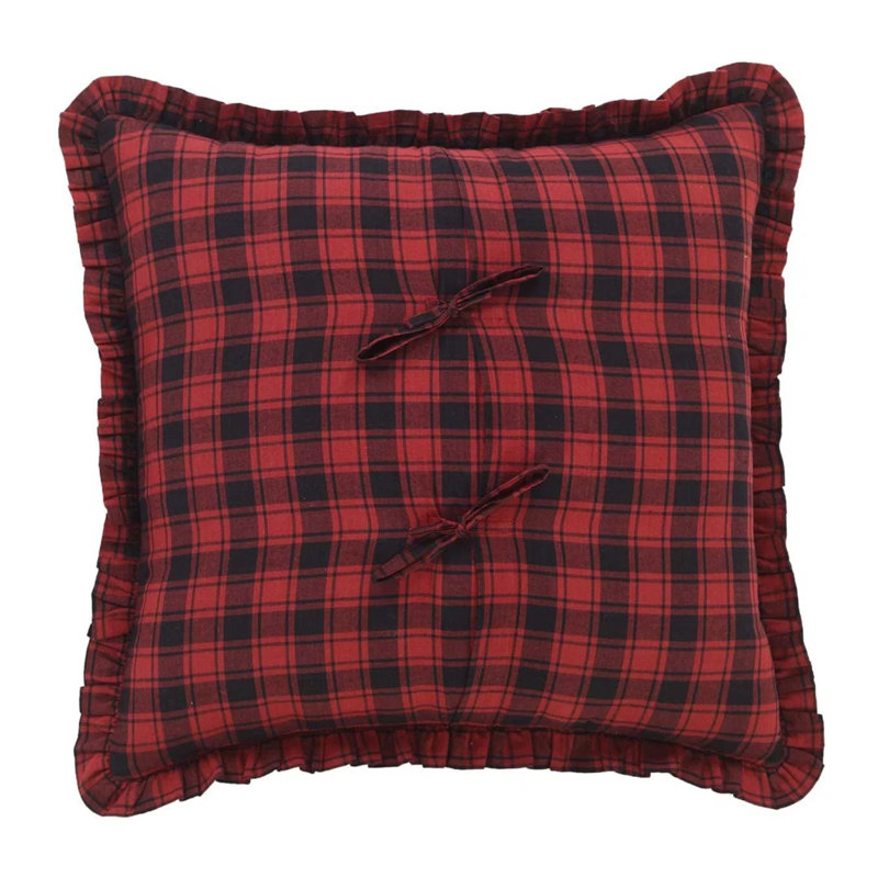 Cumberland Red and Black Cotton Plaid Square Pillow