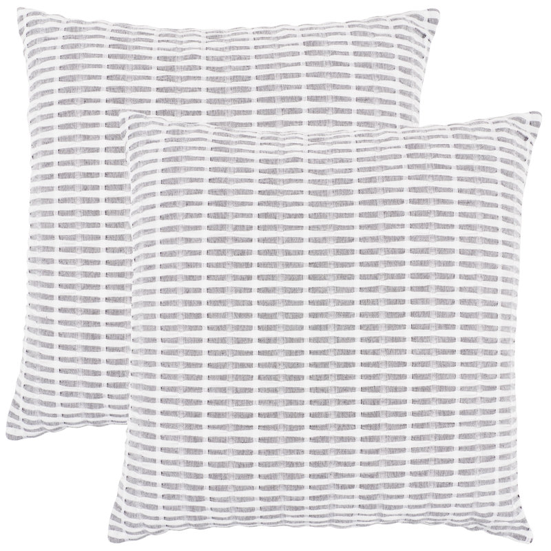 Housse de coussin en coton plissé, Noir, H 16 po x l 16 po
