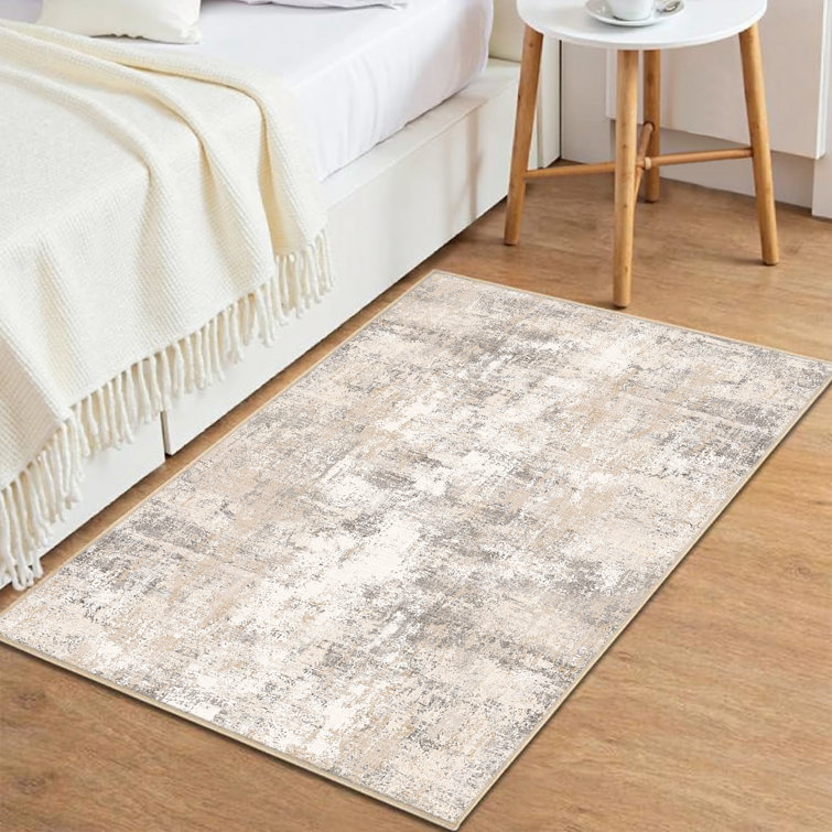 Elroy Modern Abstract Machine Washable Area Rug with Non-Slip Rubber Backing