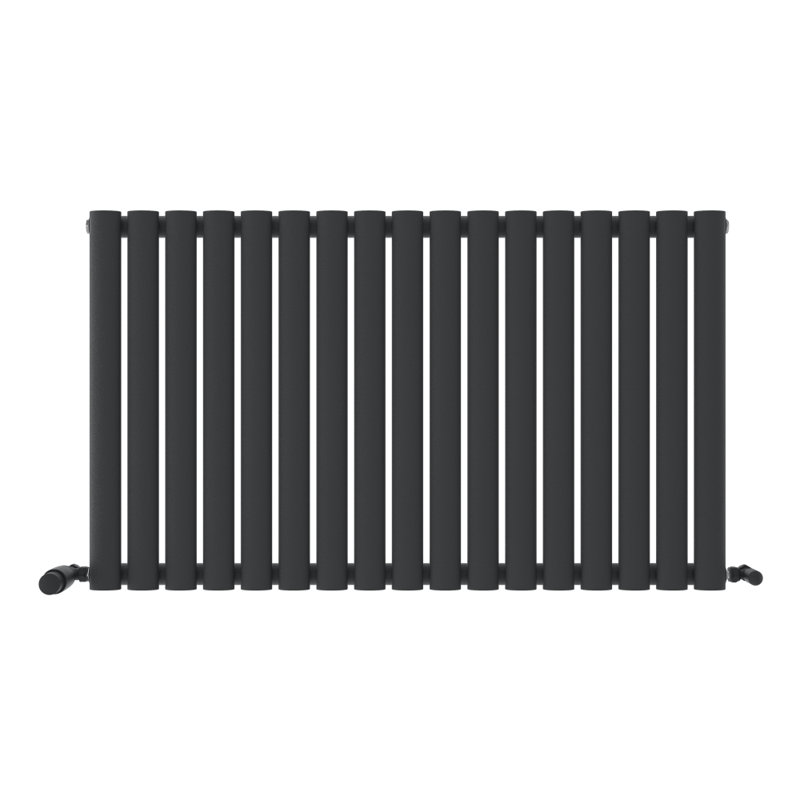 iBathUK Princia Horizontal Single Oval Panel Radiator, Grey, 600cm H x 1020cm W x 55cm D