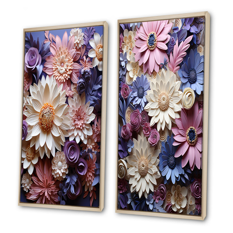 Ensemble de salon «Daisy Bloom» Simple Beauty - Daisies Wall Art, H 32 po x l 33 po, Encadrement brun