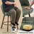 27" Upholstered Swivel Counter & Bar Stools with Large Seat, 360° Swivel Kitchen Island Chairs with Solid Wood Legs, Olive Green Chenille, Set of 2-1629698081