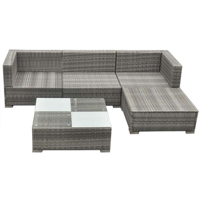 Ensemble de meubles de jardin en rotin PE gris