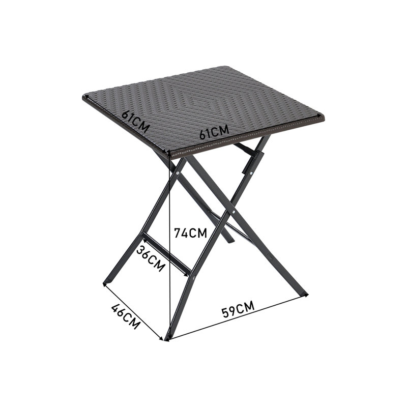 Astello Square Outdoor Dining Table - 61 cm W 61 cm D, Black