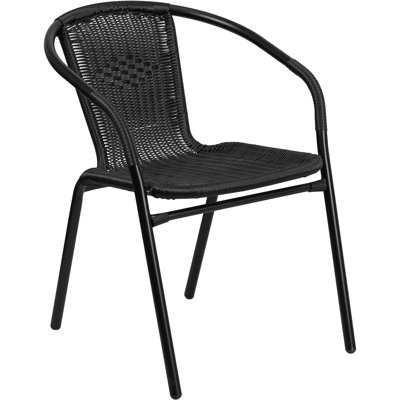 Amlie 28" W Square Glass 4-Person Dining Set with Stackable Chairs