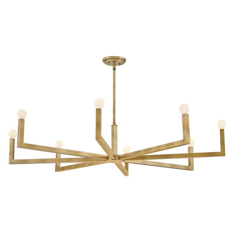 Ezra 8 - Light Steel Dimmable Chandelier, Heritage Brass