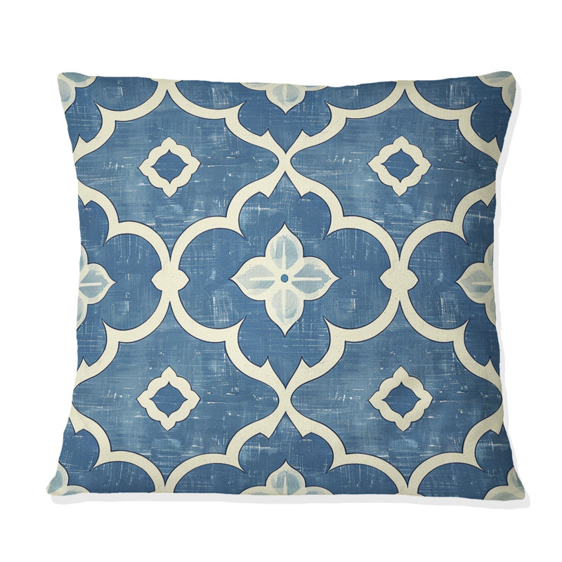 Coussin moderne bleu Modern Trellis, H 16 po x l 16 po