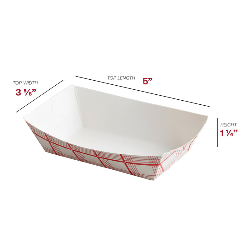 Barquettes alimentaires en papier à carreaux rouges de 170 g (6 oz) - 1000 barquettes