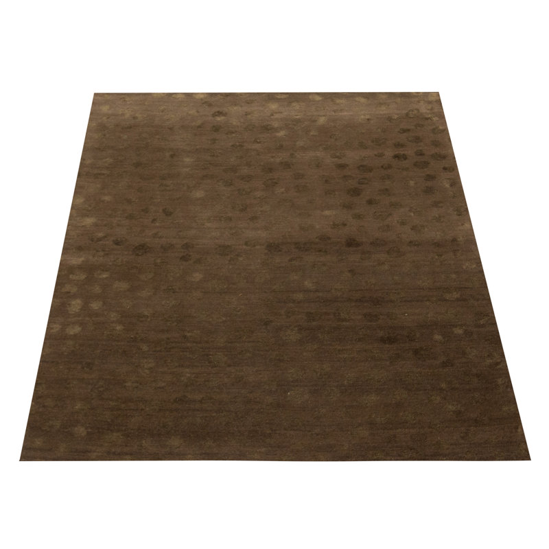 Tapis brun en laine noué à la main 4 pi x 5 pi 10 po Amber-Lea