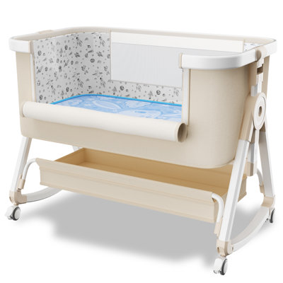 3 In 1 Baby Basinet, Bedside Bassinet For Baby, Height Adjustable Bassinet Bedside Sleeper With Lockable Wheels & Mosquito Nets
