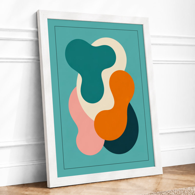 Floating Forms Geometric - Framed Print, A4 - 29.7 x 21.0 cm, White