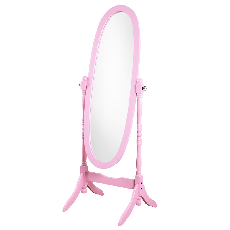 Élégant miroir de finition - Grand plancher de style traditionnel en bois avec capacité d'inclinaison, Rose