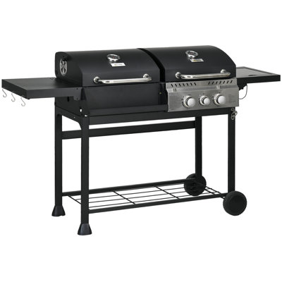 Brayden Studio 2 - Burner Freestanding 8000 BTU BTU Gas and Charcoal Grill with Side Burner