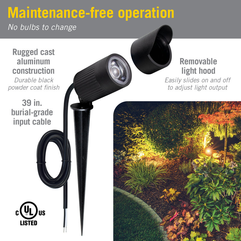 Black Aluminum Outdoor LED Spike Light with 300 Lumens