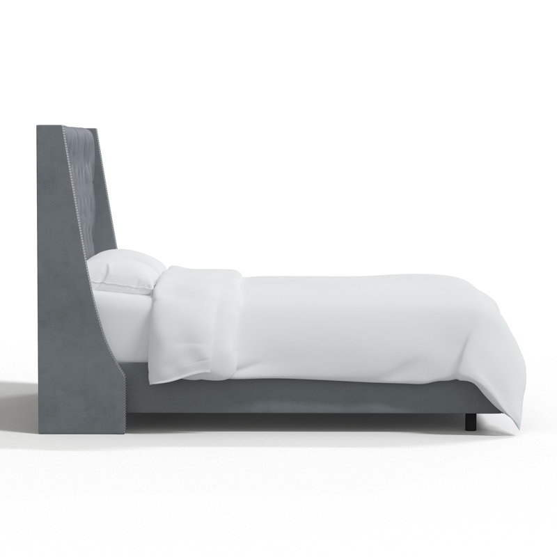 Avala Upholstered Wingback Bed, King, Classic Velvet Otter