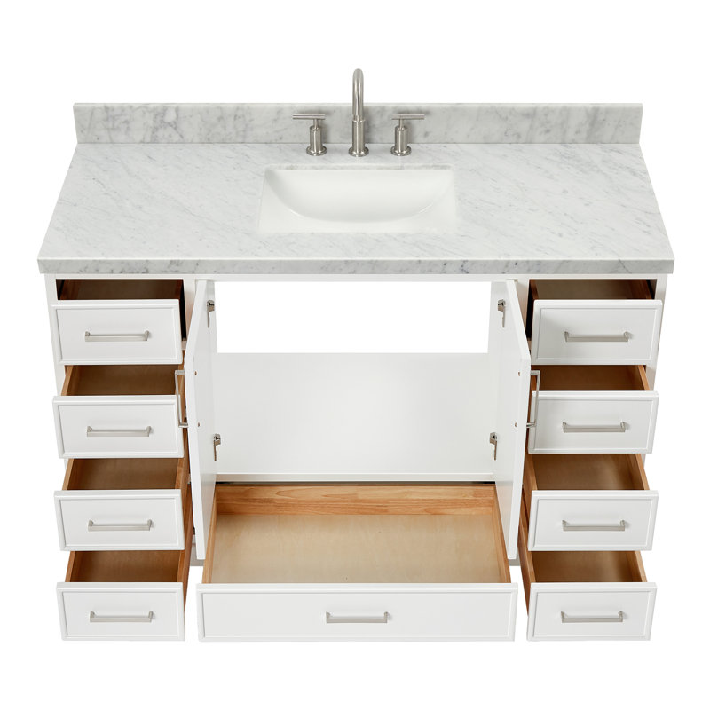 Meuble-lavabo simple avec plateau Abshire 55, Blanc