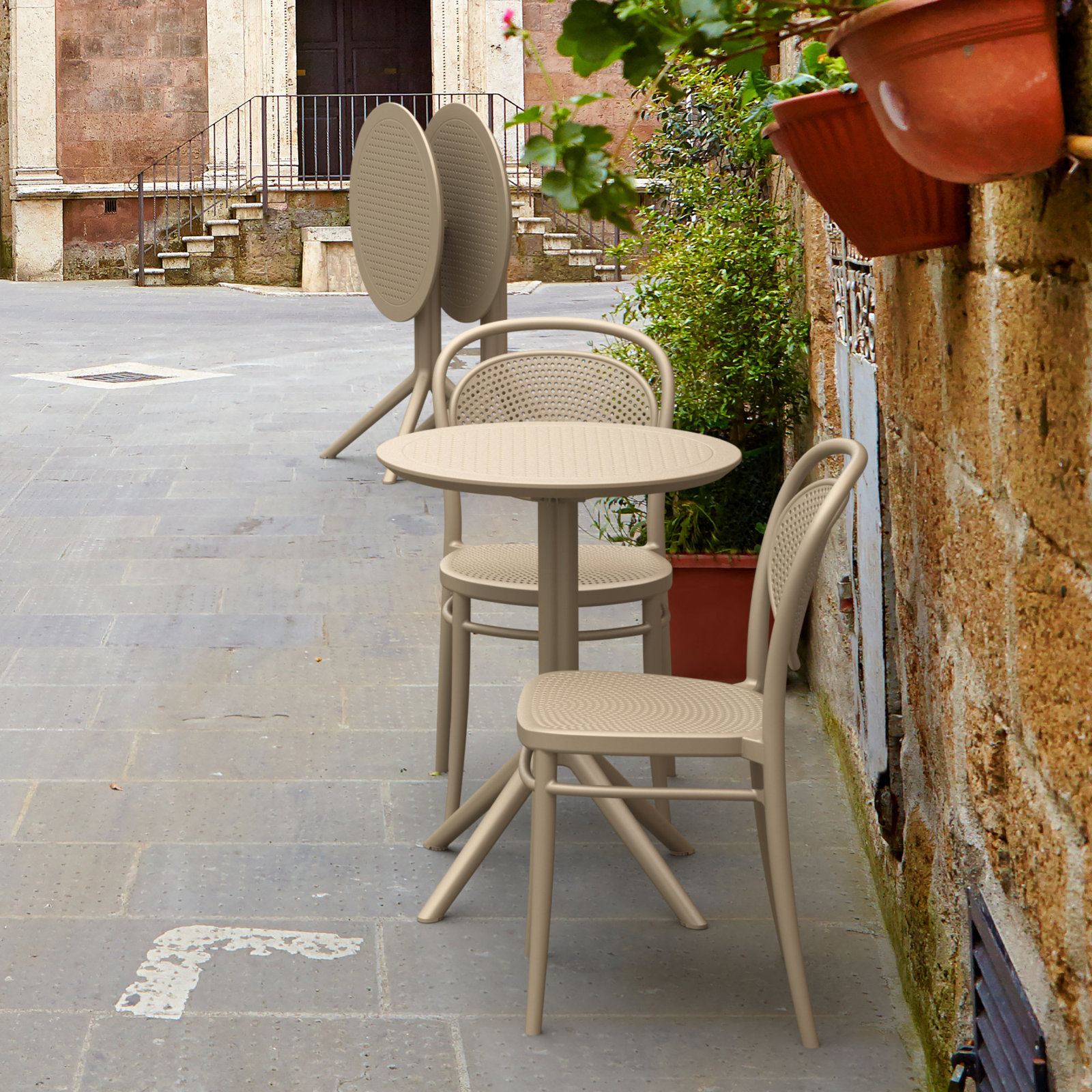 Elodie 24" Patio Bar Table, Taupe, 29.5" H x 23.6" W x 23.6" L