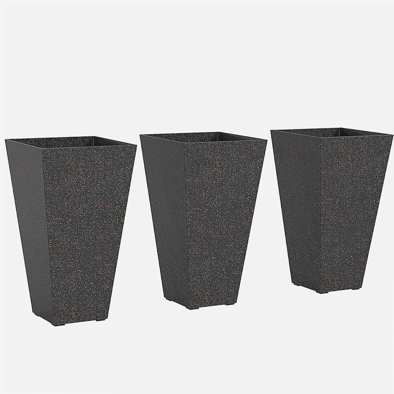 Ensemble de 3 pots à fleurs empilables, grands pots à fleurs, Noir