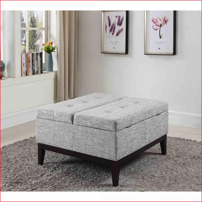 Beige & amp; Table basse grise à deux leviers gris - Structure en bois robuste, rangement de 7,5 po, facile à nettoyer