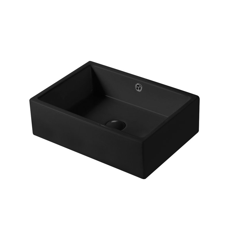 Lavabo de salle de bain vasque rectangulaire en céramique noir mat