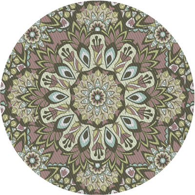 Tapis vert à motif floral