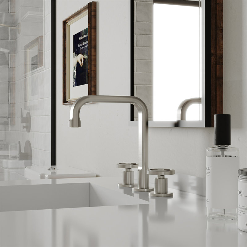 Robinet de salle de bain surdimensionné avec bonde escamotable à poignée ronde industrielle, Nickel brossé